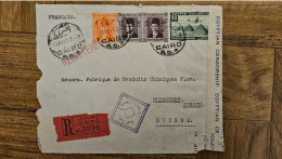 1941 EGYPTE CENSURE Devant D'enveloppe LE CAIRE Pour ZURICH Suisse Rec 3996 Affrt 62 - Documents