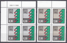 Estland - Estonia 1992 Mi. 195-196 X Postfr. ** MNH 4er Block    (31238 - Estonie