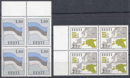 Estland - Estonia 1991 Mi. 174-75 Postfr. ** MNH 4er Blocks Nationale Symbole - Estland