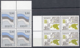 Estland - Estonia 1991 Mi. 174-75 Postfr. ** MNH ER 4er Blocks Nationale Symbole - Estonie