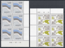 Estland - Estonia 1991 Mi. 174-75 Postfr. ** MNH ER 6er Blocks Nationale Symbole - Estonie
