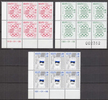 Estland - Estonia 1992 Mi.180-82 Postfr ** MNH ER 6er Blocks Olympiade Barcelona - Estland
