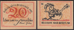 LÜBECK 1921 20 Pfennig Notgeld Gutschein Adler Befreit    (32270 - Autres & Non Classés