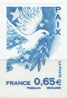 0,65 € Bleu Paix (timbre Autoadhésif Issu Du Carnet à Composition Variable) - Neufs