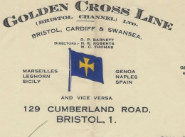 NAVIGATION 1937 RARE ENTETE Golden Cross Line Bristol Royaune Uni 1937 S.S. Kronprins Clav » V.SCANS - Royaume-Uni