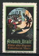 Reklamemarke Asbach Uralt Ist Echter Alter Cognac Aus Rüdesheim, Szene Aus Der Gestiefelte Kater  - Erinnophilie