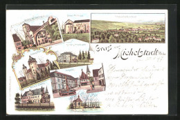 Lithographie Michelstadt I /Odw., Kaltwasser-Heilanstalt, Kloster Steinbach, Eulbacher Schloss  - Michelstadt