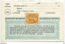Ricognizione Postale-Vitt. Emanuele II° Cent.10 Pagina Completa Di Libretto - Storia Postale