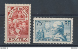 1936 FRANCIA - N° 312-313 - Enfantes Des Chomeurs Et Pilatre De Rozier , MNH** - Other & Unclassified