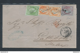 1871 Grecia - Busta Tricolore Da Corfù Per Gallipoli , N° 26 X 1 + 27 X 2 + 29 - Sonstige & Ohne Zuordnung