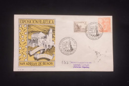 C) 1955. SPAIN. FDC. SAN ADRIAN DE BESOS VILLAGE. DOUBLE STAMP. OF THE SHIELD OF SPAIN FRANCO. XF - Autres & Non Classés