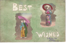 HISAKAJIMA - JAPON - T.Belle Carte Fantaisie Couleur " Best Wwishes " - 1920 - Autres & Non Classés