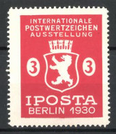 Reklamemarke Berlin, Intern. Postwertzeichen-Ausstellung IPOSTA 1930, Wappen  - Cinderellas