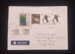 C) 1994. ESTONIA.FDC, AIRMAIL ENVELOPE SENT TO ARGENTINA. MULTIPLE COAT OF ARMS STAMPS, OLD CHURCH. XF - Estland
