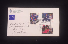 C) 2013. CANADA. AIRMAIL ENVELOPE SENT TO ARGENTINA. DOUBLE ICE HOCKEY STAMPS. XF - Unclassified