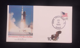 C) 1979. UNITED STATES. FDC. TENTH ANNIVERSARY OF THE MAN ON THE MOON, ROCKET TAKEOFF. TAPE WITH THE AMERICAN FLAG. XF - Autres & Non Classés