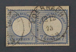 Dt. Reich 26, 7 Kr. Großer Schild, LUXUS-Paar, Briefstück LÖRRACH, KW 280,- € - Gebruikt