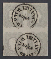Österreich 23 B, VIERERBLOCK Zeitung 1,05 Kr. Dunkelgrau, Fotoattest KW 9000,- € - Used Stamps