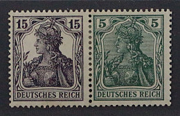 1917, Dt.Reich Zusammendruck W 9 Aa ** Germania 15 + 5 Pfg. Mit Falz, KW 200,-€ - Markenheftchen  & Se-tenant