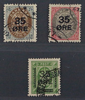 Dänemark 60-62, 35 Ö. Aufdrucke, 3 Werte Komplett, Sauber Gestempelt, KW 150,- € - Used Stamps