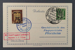Flugmarke 13 F K, Büchelberg 25 Mk. Aufdruck KOPFSTEHEND, Flugkarte, KW 375,-€ - Notausgaben Britische Zone