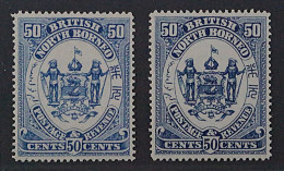 Nordborneo  35 P ** 1888, 50 C. PROBEDRUCKE Hell/dunkelblau, Postfrisch, SELTEN - Borneo Del Nord (...-1963)