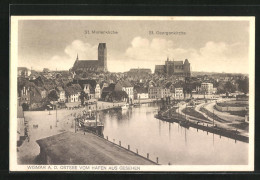 AK Wismar A. D. Ostsee, Teilansicht Mit St. Marienkirche & St. Georgenkirche Vom Hafen Aus Gesehen  - Other & Unclassified