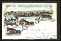 Lithographie Wollbrandshausen, Gasthaus G. Drössler Und Dorfstrasse, Pfarrhaus  - Autres & Non Classés