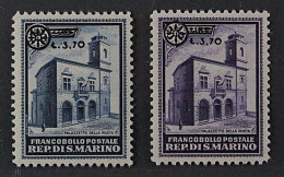 San Marino  206-07 *  1934, Freimarken Provisorien 3,70 L. Komplett, KW 350,- € - Ongebruikt