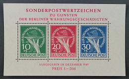 BERLIN  Bl. 1 II ** Währungs-Block, 2 PLATTENFEHLER, Fotoattest BPP, KW 2500,- € - Unused Stamps