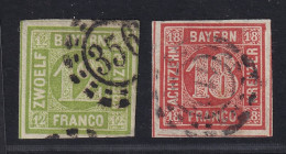 BAYERN  12+13,  12 Kr. Grün + 18 Kr. Rot, Sauber Gestempelt, KW 320,- € - Used