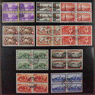 SCHWEIZ, VIERERBLOCK Patria 1938-44 Kpl (SBK B1-25) Zentrum-Stempel, 260,-SFr - Oblitérés