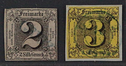 Taxis  5+6 GREIZ, Blauer Einzeiler + Blauer Doppelkreisstempel, SELTEN KW 215,-€ - Usati