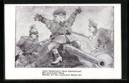 Künstler-AK Deutscher Und österr. Soldat Bezwingen Den Russischen Bären  - War 1914-18