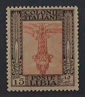 1921, ITALIENISCH LIBYEN 28 K ** 15 C. Diana Mittelstück KOPFSTEHEND, SELTEN - Libya