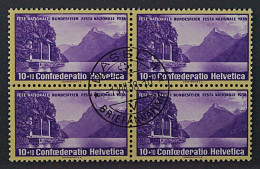 SCHWEIZ 326 Y Viererblock (SBK B1 Z), Geriffelt, Zentrisch Gestempelt, 480,-€ - Used Stamps