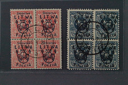 MITTELLITAUEN 5+6,  2 X Viererblock Mit Zentrischem Stempel, SELTEN!! KW 800,- € - Lituania