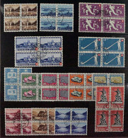 SCHWEIZ VIERERBLOCKs Pro Patria 1940/61 (SBK B5-107,) ZentrumStempel, 714,-SFr. - Oblitérés