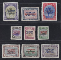 1945, GRÖNLAND 17-25 ** Befreiungs-Ausgabe, 9 Werte Komplett, Postfrisch, 900,-€ - Unused Stamps