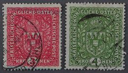 Österreich 205-06 II, Wappen 3+4 Kr. Im Breitformat 26x29 Mm, Selten, KW 580,- € - Oblitérés