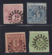 BAYERN,  3 - 5, 1-9 Kr. Komplett, Vier Riesenrandige LUXUS/Liebhaberstücke - Usati