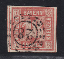 Bayern  13 B,  18 Kr. Orangerot, Sauber Gestempelt, Selten, Geprüft KW 600,- € - Oblitérés
