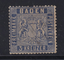 BADEN  10 C,  3 Kr. Veilchenblau, Seltene Farbe, Originalgummi, Geprüft 550,-€ - Nuovi