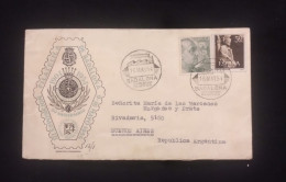 C) 1954. SPAIN. FDC, ENVELOPE SENT TO ARGENTINA. III PHILATELIC EXHIBITION OF BADALONA. DOUBLE STAMPS OF THE SHIELD OF S - Autres & Non Classés