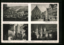 AK Bad Mergentheim, Gesamtansicht Und Marktplatz Am Rathaus  - Bad Mergentheim