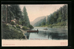 AK Hans Heiling /Karlsbad, Flusspartie Mit Paddelbooten  - Tchéquie