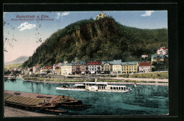 AK Tetschen-Bodenbach / Decin, Berg-Restaurant Schäferwand Mit Flusspartie Und Dampfer  - Tchéquie