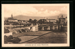 AK Leitmeritz / Litomerice, Totalansicht Mit Der Neuen Elbebrücke  - República Checa