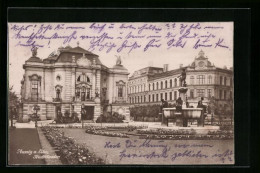 AK Aussig /Elbe, Stadttheater Mit Brunnenplatz  - Czech Republic