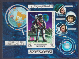 1969 Yemen Kingdom 798/B165b Aldrin Put Up The American Flag On The Moon. 18,00 € - Azië